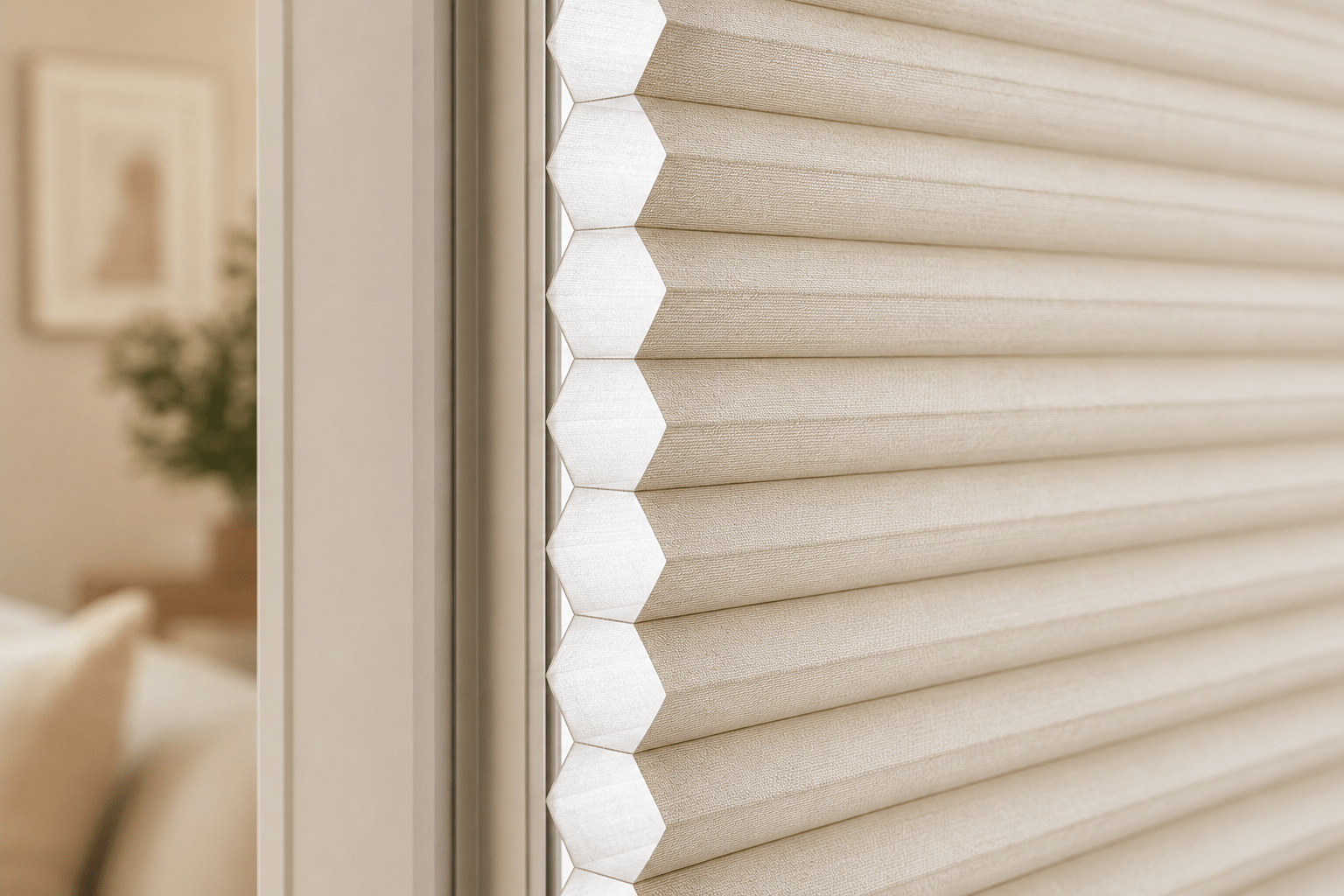 Honeycomb shades adding privacy and comfort to an Ajax window